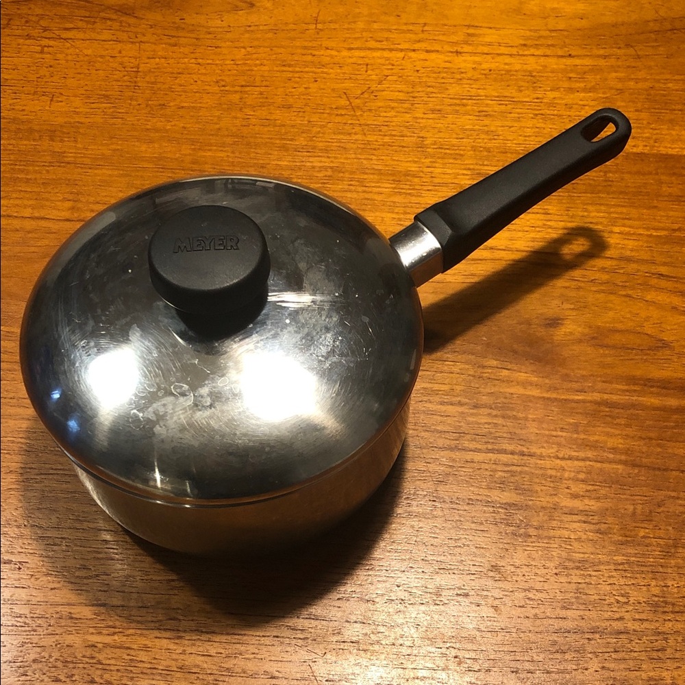 Meyer Stainless Steel Saucepan with Black Handle and Lid